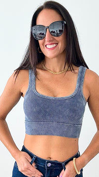 Washed Ribbed Square Neck Cropped With Bra Pads - Blackberry-220 Intimates-Zenana-Coastal Bloom Boutique, find the trendiest versions of the popular styles and looks Located in Indialantic, FL