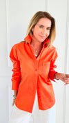 Power Move Pocket Italian Shirt- Orange-110 short Sleeve Top-IT UNIQ-Coastal Bloom Boutique, find the trendiest versions of the popular styles and looks Located in Indialantic, FL
