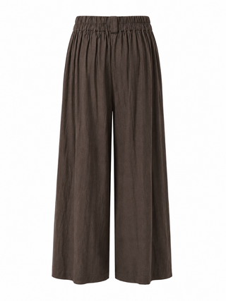 Linen Italian Flare- Leg Pant- Brown