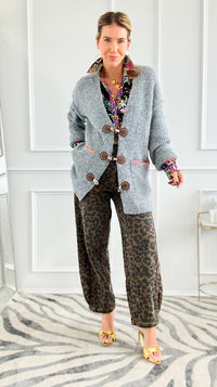 Toggle Trim Knit Cardigan