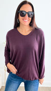 Italian Knit Pullover - Plum-140 Sweaters-Germany-Coastal Bloom Boutique, find the trendiest versions of the popular styles and looks Located in Indialantic, FL