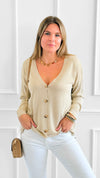Lurex Aura Italian Cardigan-Gold-150 Cardigans/Layers-LY PARIS-Coastal Bloom Boutique, find the trendiest versions of the popular styles and looks Located in Indialantic, FL
