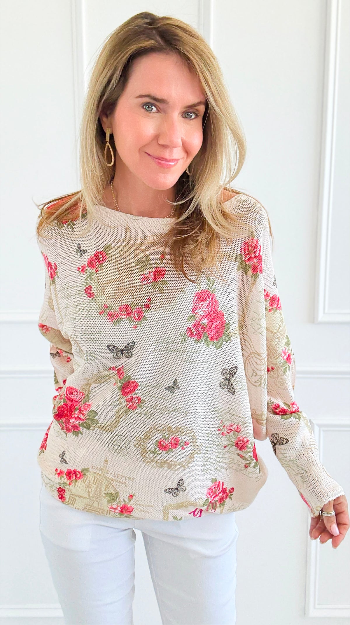 Parisian Garden Italian St Tropez Knit-140 Sweaters-Italianissimo-Coastal Bloom Boutique, find the trendiest versions of the popular styles and looks Located in Indialantic, FL