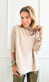 Break Free Italian Sweater Top - Heather Beige-140 Sweaters-Italianissimo-Coastal Bloom Boutique, find the trendiest versions of the popular styles and looks Located in Indialantic, FL