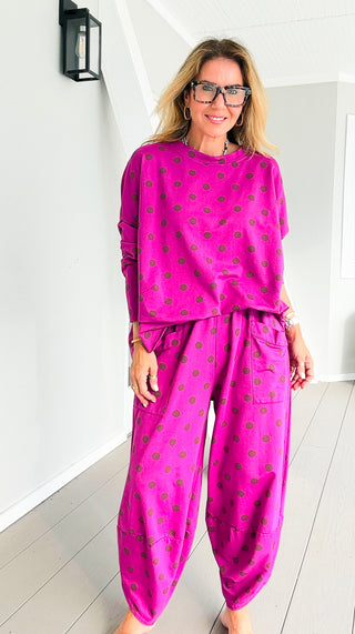 La Spezia Polka Dot Italian Barrel Cotton Set- Magenta