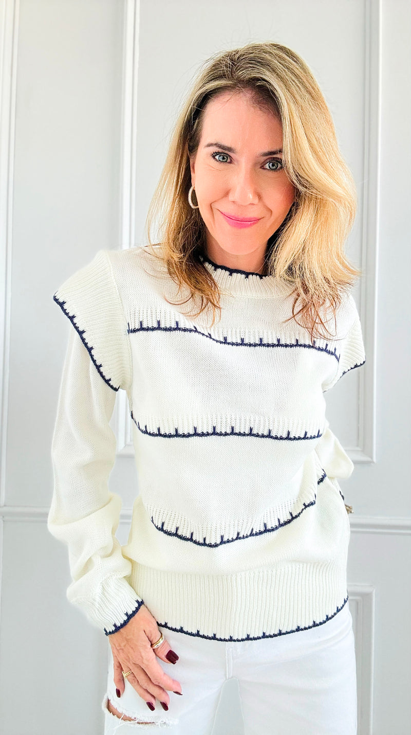 Vivid Lines Sweater-140 Sweaters-Rousseau-Coastal Bloom Boutique, find the trendiest versions of the popular styles and looks Located in Indialantic, FL