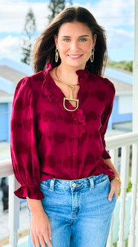Heartfelt Ruffle Button Down Top