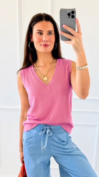 Everyday V Neck Tank - Dusty Rose