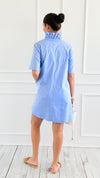 Modern Pleat Poplin Dress - Sky-200 Dresses/Jumpsuits/Rompers-Adrienne-Coastal Bloom Boutique, find the trendiest versions of the popular styles and looks Located in Indialantic, FL