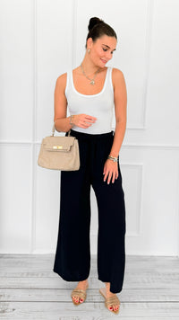 Flow State Italian Pants- Navy-100 Pants-SEE YOU IN ROME-Coastal Bloom Boutique, find the trendiest versions of the popular styles and looks Located in Indialantic, FL