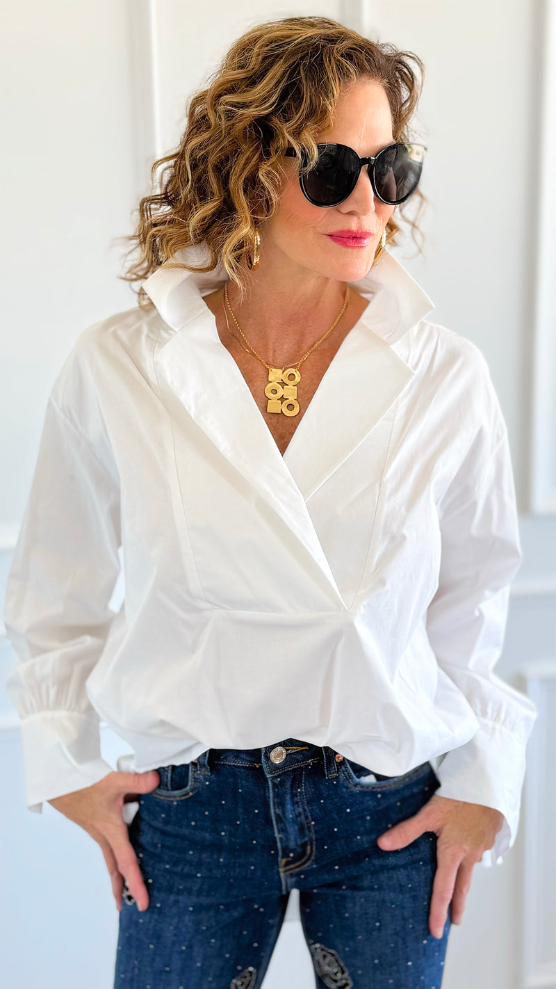 Bacall Italian Long Sleeve Top- Off White-110 Long Sleeve Tops-TATTOO Z-Coastal Bloom Boutique, find the trendiest versions of the popular styles and looks Located in Indialantic, FL