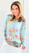 Wild Flower Italian St Tropez Knit- Blue-140 Sweaters-Italianissimo-Coastal Bloom Boutique, find the trendiest versions of the popular styles and looks Located in Indialantic, FL