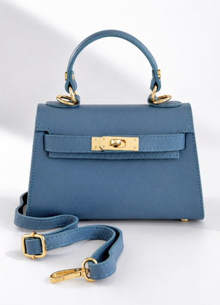 Italian Leather Capri Mini Bag- Dusty Blue
