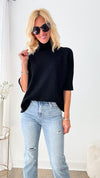 Break Free Italian Sweater Top - Black-140 Sweaters-Italianissimo-Coastal Bloom Boutique, find the trendiest versions of the popular styles and looks Located in Indialantic, FL