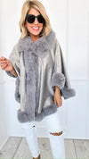 Golden Hour Glam Cape - Grey-160 Jackets-Original USA-Coastal Bloom Boutique, find the trendiest versions of the popular styles and looks Located in Indialantic, FL