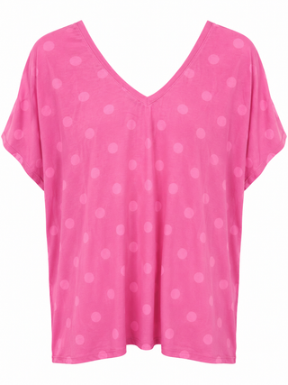 Dot The Occasion V-Neck Italian Top - Pink