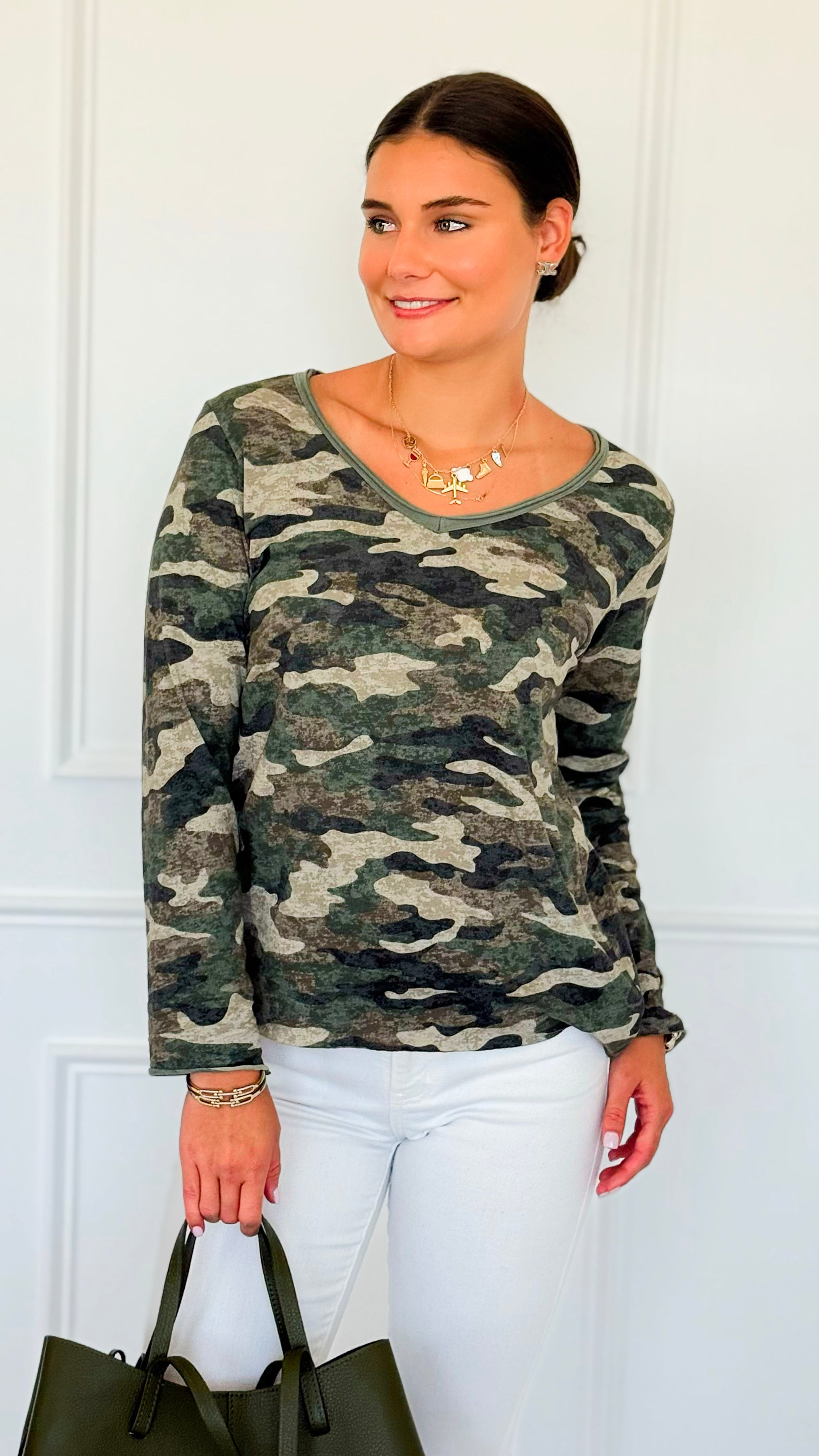 Camo Italian Tee-110 short Sleeve Top-LY PARIS-Coastal Bloom Boutique, find the trendiest versions of the popular styles and looks Located in Indialantic, FL