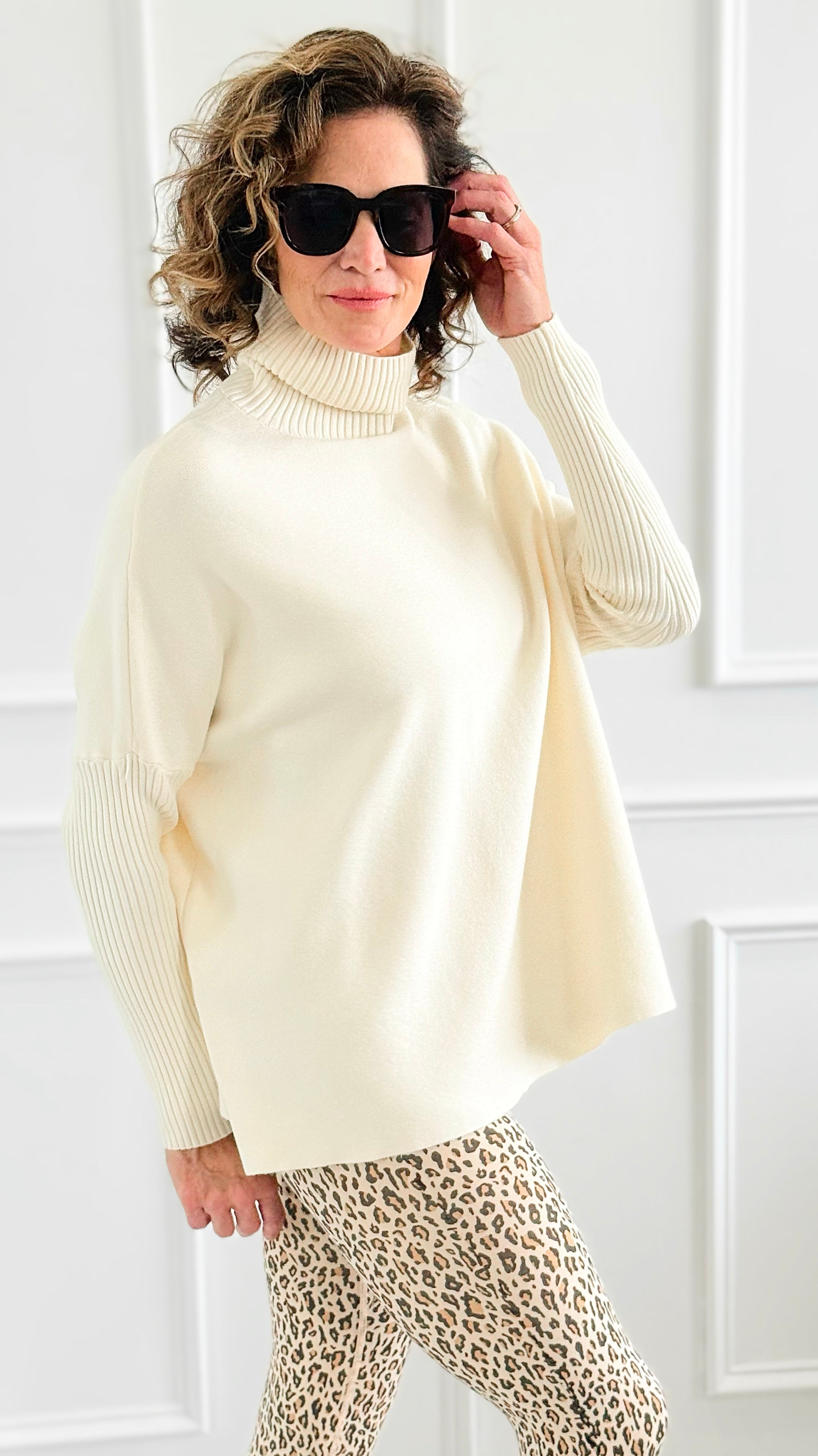 Luxe Turtle Neck Drop Shoulder Sweater-140 Sweaters-Z STUDIO-Coastal Bloom Boutique, find the trendiest versions of the popular styles and looks Located in Indialantic, FL