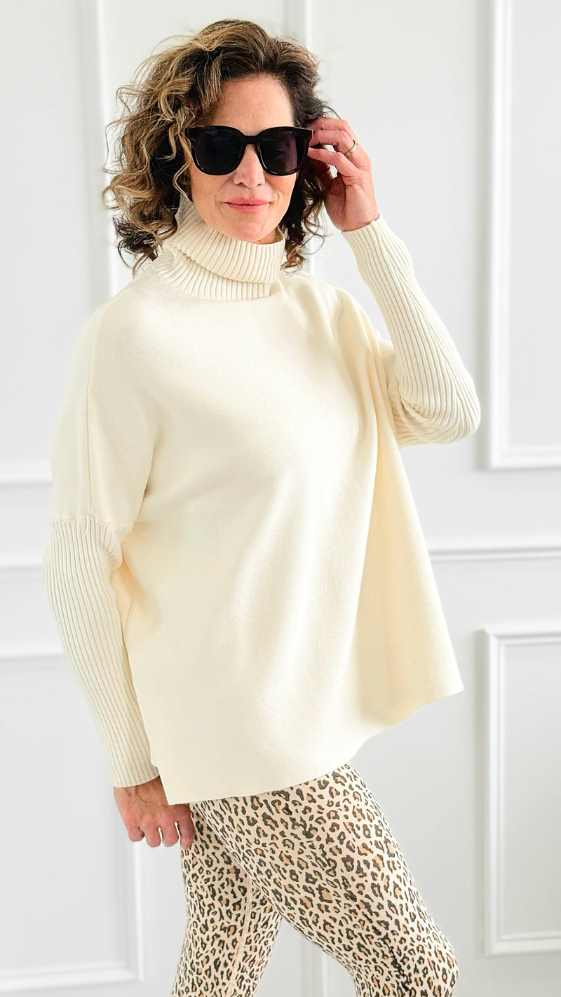 Luxe Turtle Neck Drop Shoulder Sweater-140 Sweaters-Z STUDIO-Coastal Bloom Boutique, find the trendiest versions of the popular styles and looks Located in Indialantic, FL