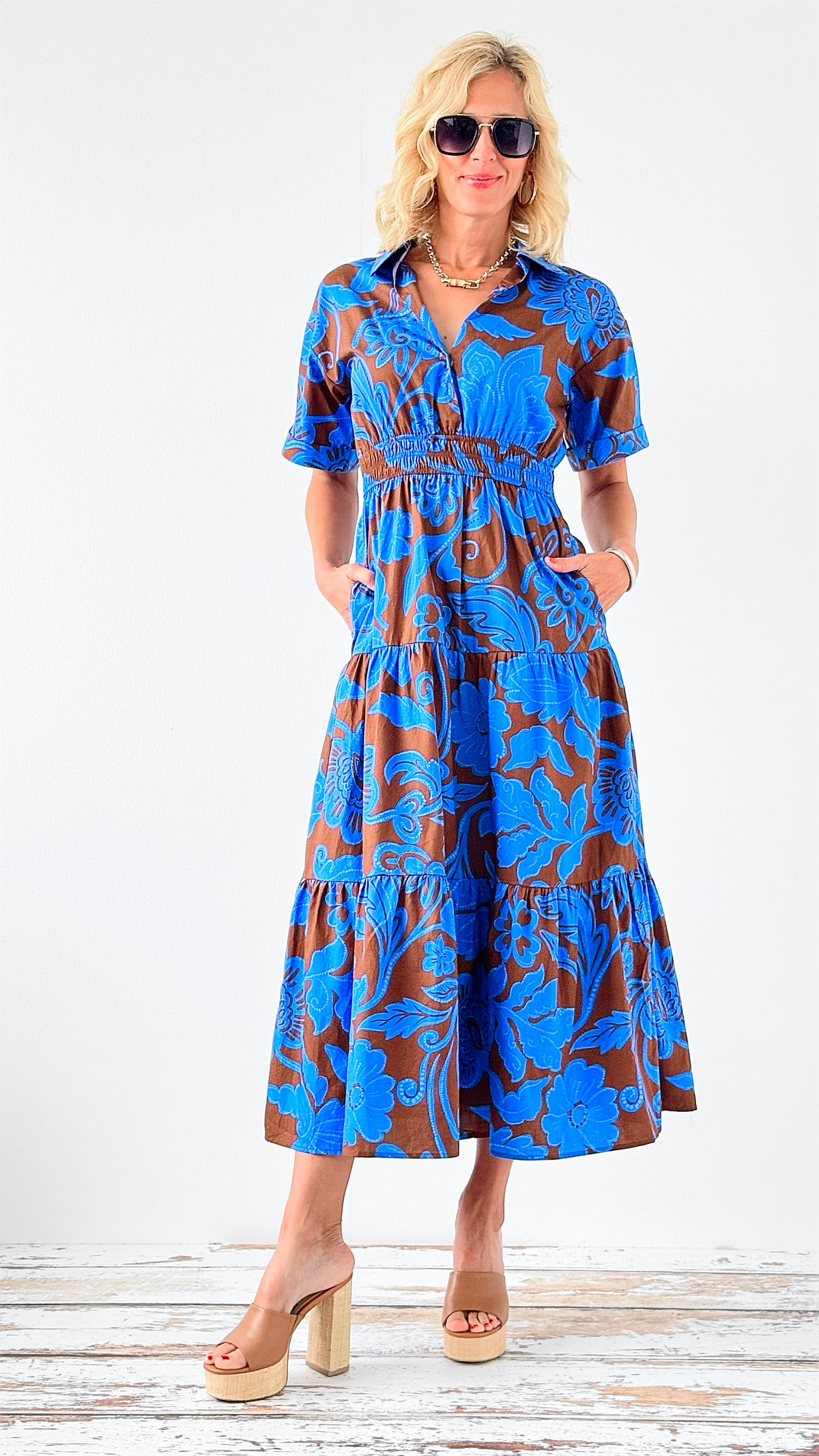 Bold Floral Midi Dress-200 Dresses/Jumpsuits/Rompers-SUGARLIPS-Coastal Bloom Boutique, find the trendiest versions of the popular styles and looks Located in Indialantic, FL