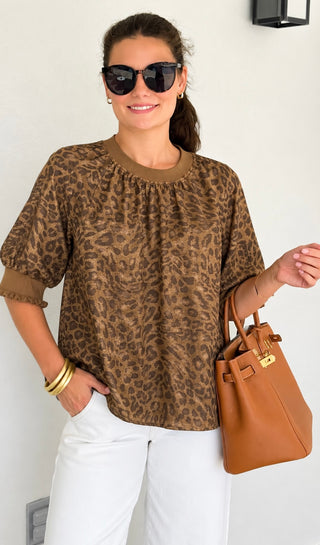 Shimmer Leopard Print Statement Top