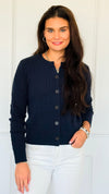 Crimson Gallop Cable Cardigan-Navy-150 Cardigan Layers-Blu Pepper-Coastal Bloom Boutique, find the trendiest versions of the popular styles and looks Located in Indialantic, FL