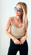 Metallic Sequin Cami Top - Gold-100 Sleeveless Tops-Edit By Nine-Coastal Bloom Boutique, find the trendiest versions of the popular styles and looks Located in Indialantic, FL