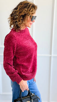 Cuddle Cloud Chenille Sweater-Cabernet-140 Sweaters-Zenana-Coastal Bloom Boutique, find the trendiest versions of the popular styles and looks Located in Indialantic, FL