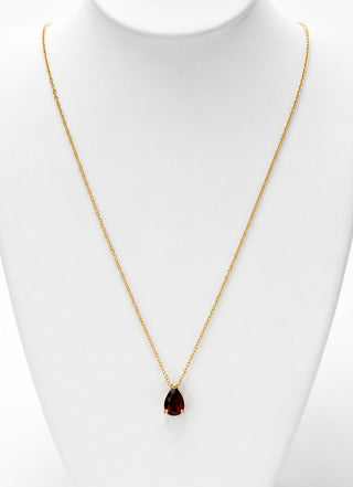 Stainless Steel Mini Pear Necklace - Ruby