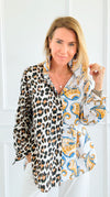 Spotted & Paisley Italian Button Top-110 Long Sleeve Tops-TATTOO Z-Coastal Bloom Boutique, find the trendiest versions of the popular styles and looks Located in Indialantic, FL