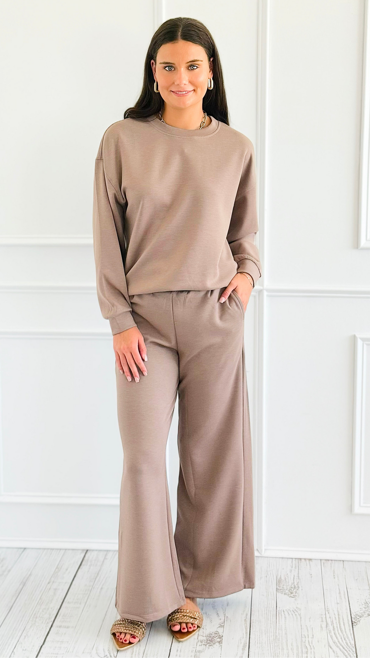 Weekend Lounge Scuba Pant Set - Cocoa-210 Loungewear/Sets-Zenana-Coastal Bloom Boutique, find the trendiest versions of the popular styles and looks Located in Indialantic, FL