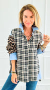 Plaid Instinct Italian Button Down Blouse-110 Long Sleeve Tops-TATTOO Z-Coastal Bloom Boutique, find the trendiest versions of the popular styles and looks Located in Indialantic, FL