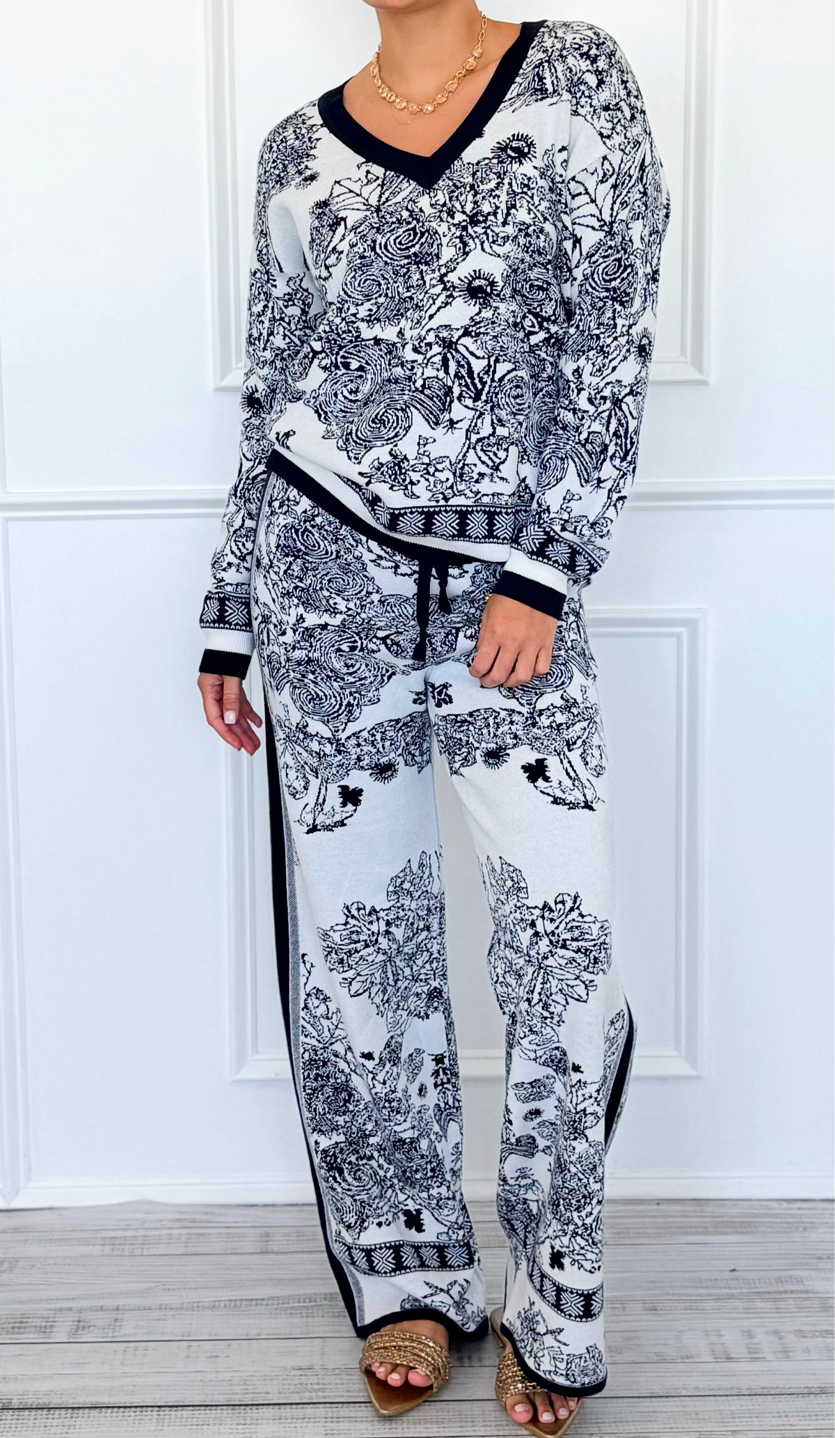 Whirlwind Jacquard Italian Set-210 Loungewear/Sets-K2-Coastal Bloom Boutique, find the trendiest versions of the popular styles and looks Located in Indialantic, FL