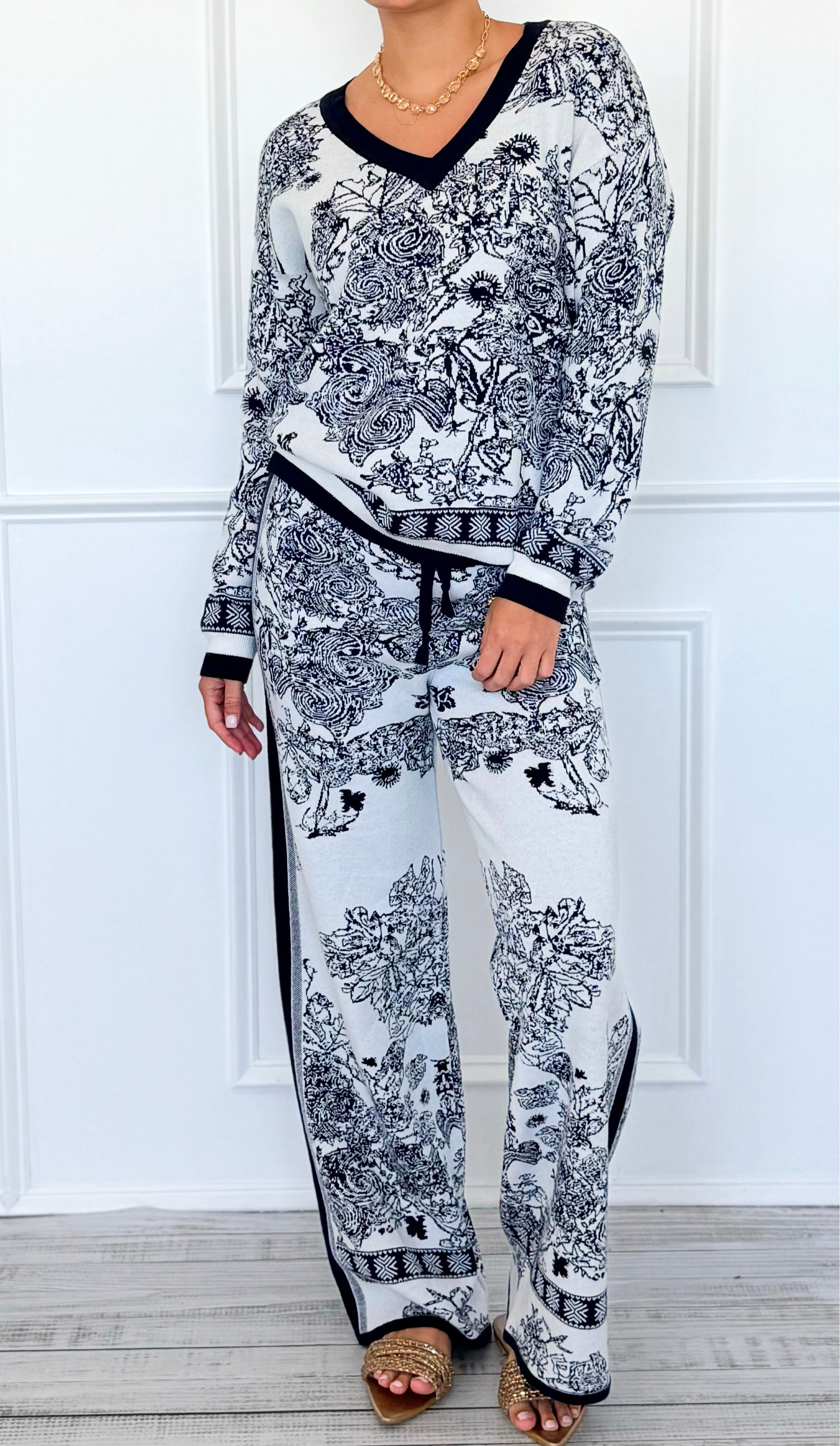 Whirlwind Jacquard Italian Set-210 Loungewear/Sets-K2-Coastal Bloom Boutique, find the trendiest versions of the popular styles and looks Located in Indialantic, FL