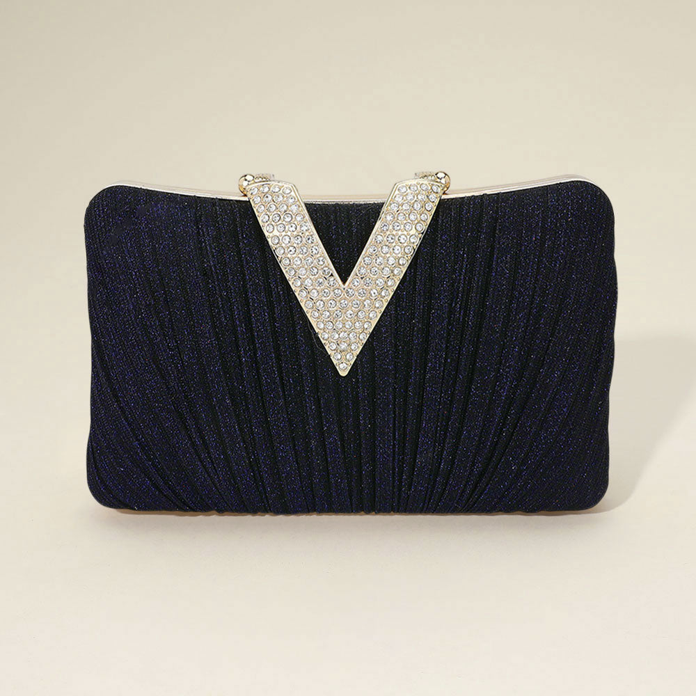 Glam Radiance Evening Clutch - Navy-240 Bags-NYW-Coastal Bloom Boutique, find the trendiest versions of the popular styles and looks Located in Indialantic, FL
