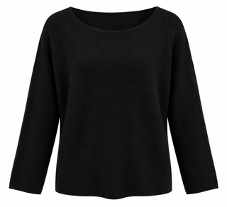 Soho Italian Boatneck Pullover - Black