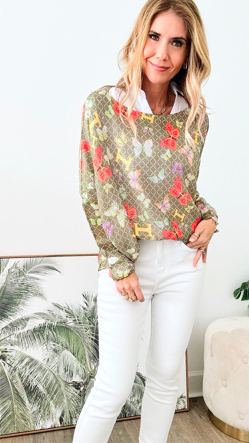 Whimsical Wings Italian St Tropez Sweater - Green-140 Sweaters-Germany-Coastal Bloom Boutique, find the trendiest versions of the popular styles and looks Located in Indialantic, FL