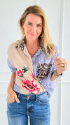 Stripes & Petals Wild Italian Blouse-110 Long Sleeve Tops-Italianissimo-Coastal Bloom Boutique, find the trendiest versions of the popular styles and looks Located in Indialantic, FL