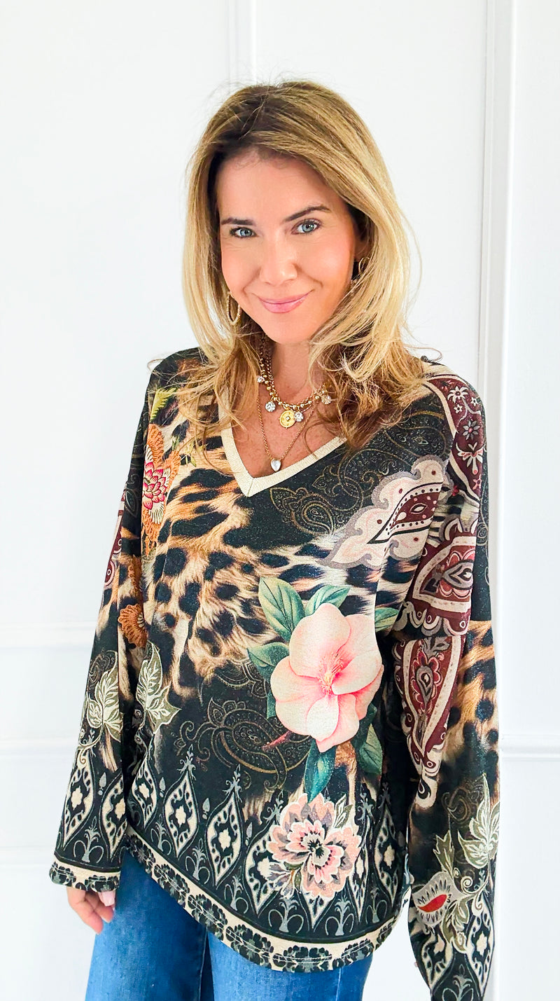 Mixed Media Italian Lurex Sweater-140 Sweaters-Italianissimo-Coastal Bloom Boutique, find the trendiest versions of the popular styles and looks Located in Indialantic, FL