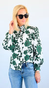 Botanical Chic Ruffle Blouse-130 Long Sleeve Tops-SUGARLIPS-Coastal Bloom Boutique, find the trendiest versions of the popular styles and looks Located in Indialantic, FL