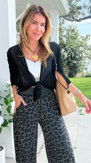 Sheer Layering  Italian Cardigan - Black