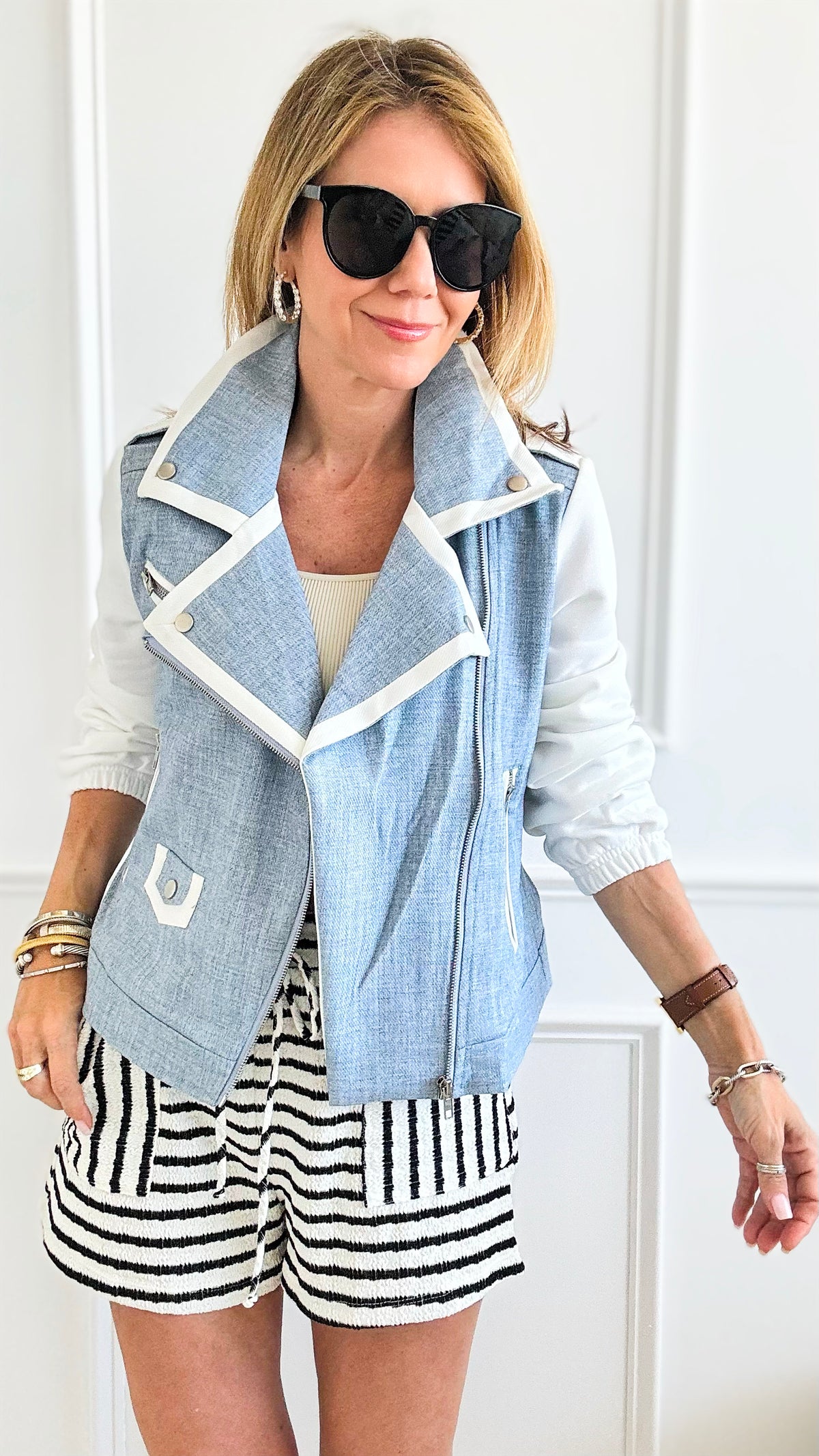 Contrast Biker Jacket-160 Jackets-Dance and Marvel-Coastal Bloom Boutique, find the trendiest versions of the popular styles and looks Located in Indialantic, FL