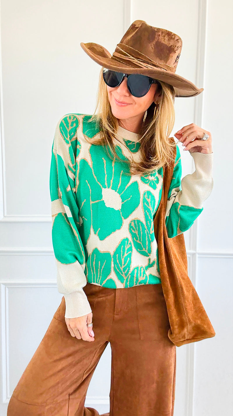 Bold Blossom Knit Sweater-140 Sweaters-sew in love-Coastal Bloom Boutique, find the trendiest versions of the popular styles and looks Located in Indialantic, FL