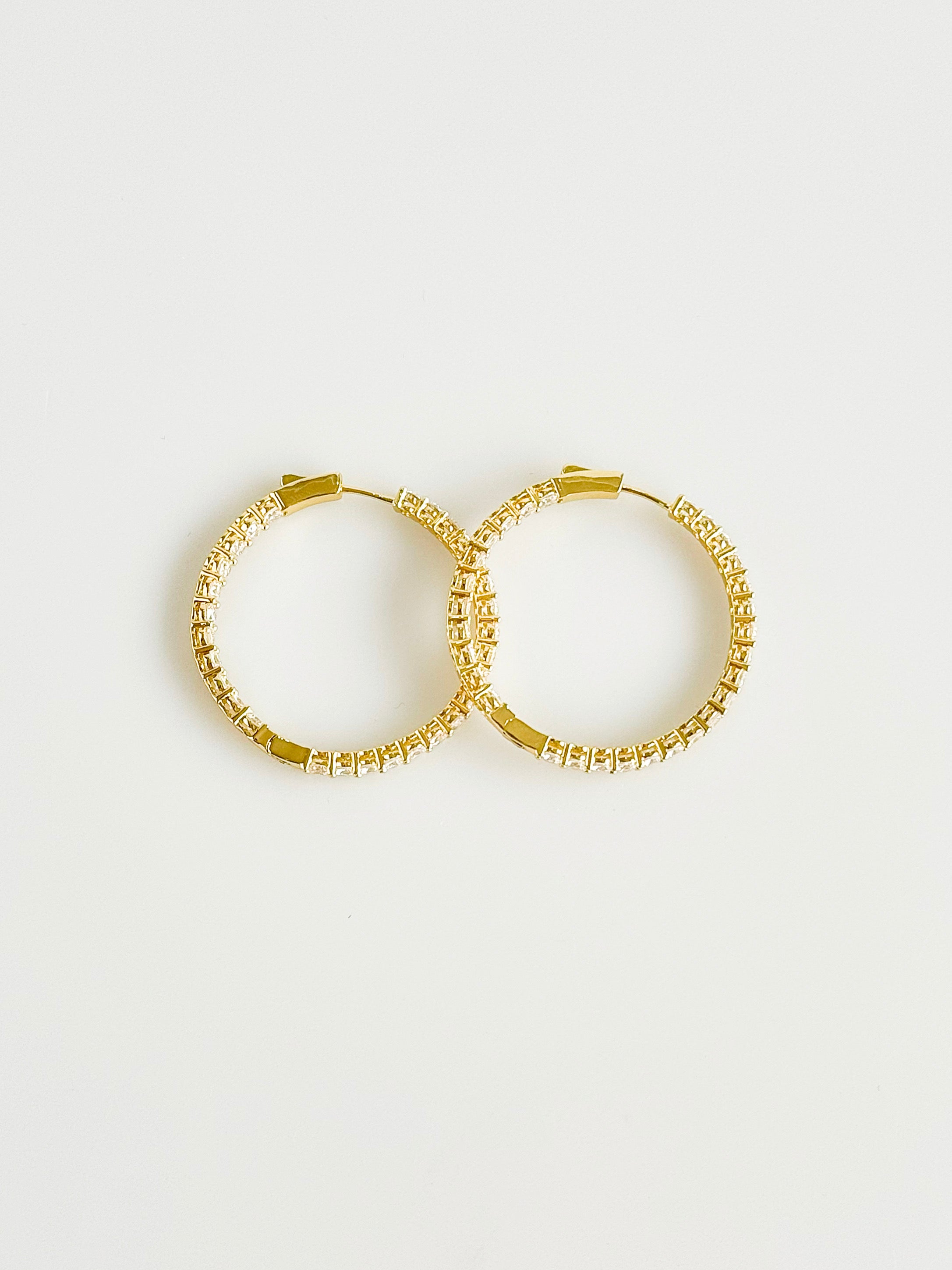 Double Vision 1.5" 3MM Eternity Hoop Earrings-230 Jewelry-NYC-Coastal Bloom Boutique, find the trendiest versions of the popular styles and looks Located in Indialantic, FL