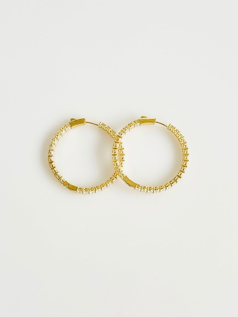 Double Vision 1.5" 3MM Eternity Hoop Earrings-230 Jewelry-NYC-Coastal Bloom Boutique, find the trendiest versions of the popular styles and looks Located in Indialantic, FL