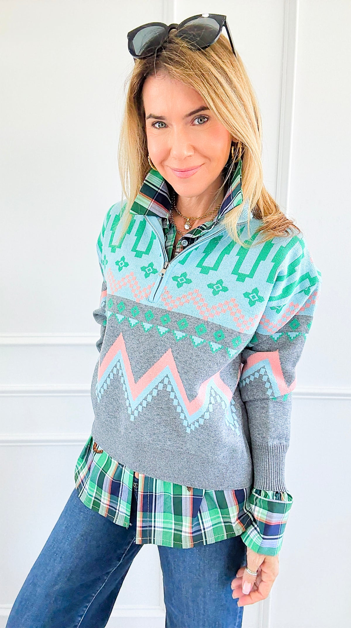 Desert Echo Mock Zip Sweater-140 Sweaters-&MERCI-Coastal Bloom Boutique, find the trendiest versions of the popular styles and looks Located in Indialantic, FL