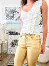 Metallic Skinny Pants - Gold-170 Bottoms-Galita-Coastal Bloom Boutique, find the trendiest versions of the popular styles and looks Located in Indialantic, FL