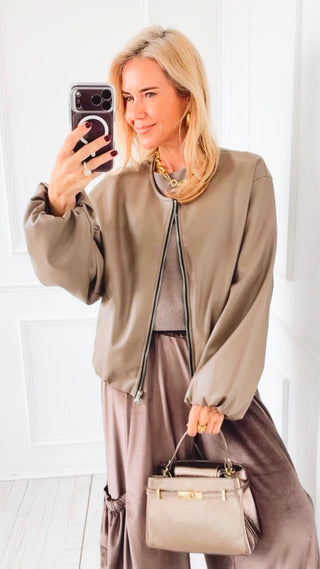 Butter Soft Bomber Italian Jacket- Taupe