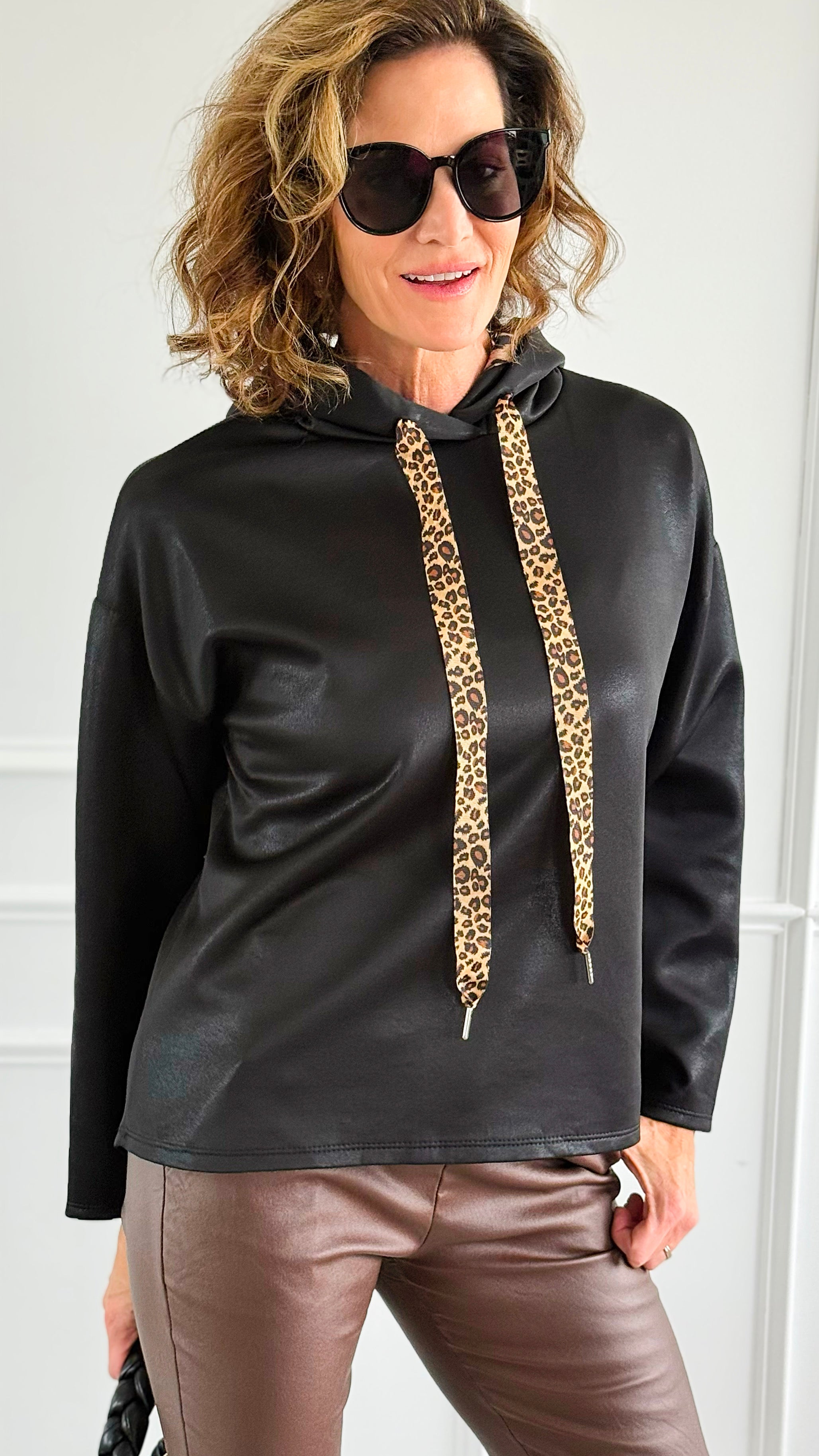 Luster Leopard Italian Hooded Top-130 Long sleeve top-SEÑORITA C-Coastal Bloom Boutique, find the trendiest versions of the popular styles and looks Located in Indialantic, FL