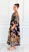 Safari Luxe Botanical Italian Long Dress-200 Dresses/Jumpsuits/Rompers-AZUL MONACO-Coastal Bloom Boutique, find the trendiest versions of the popular styles and looks Located in Indialantic, FL